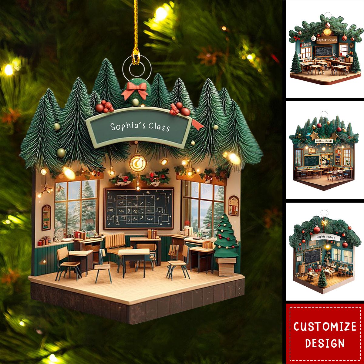 Personalized Teacher Classroom Christmas Ornament - Gift For Teacher