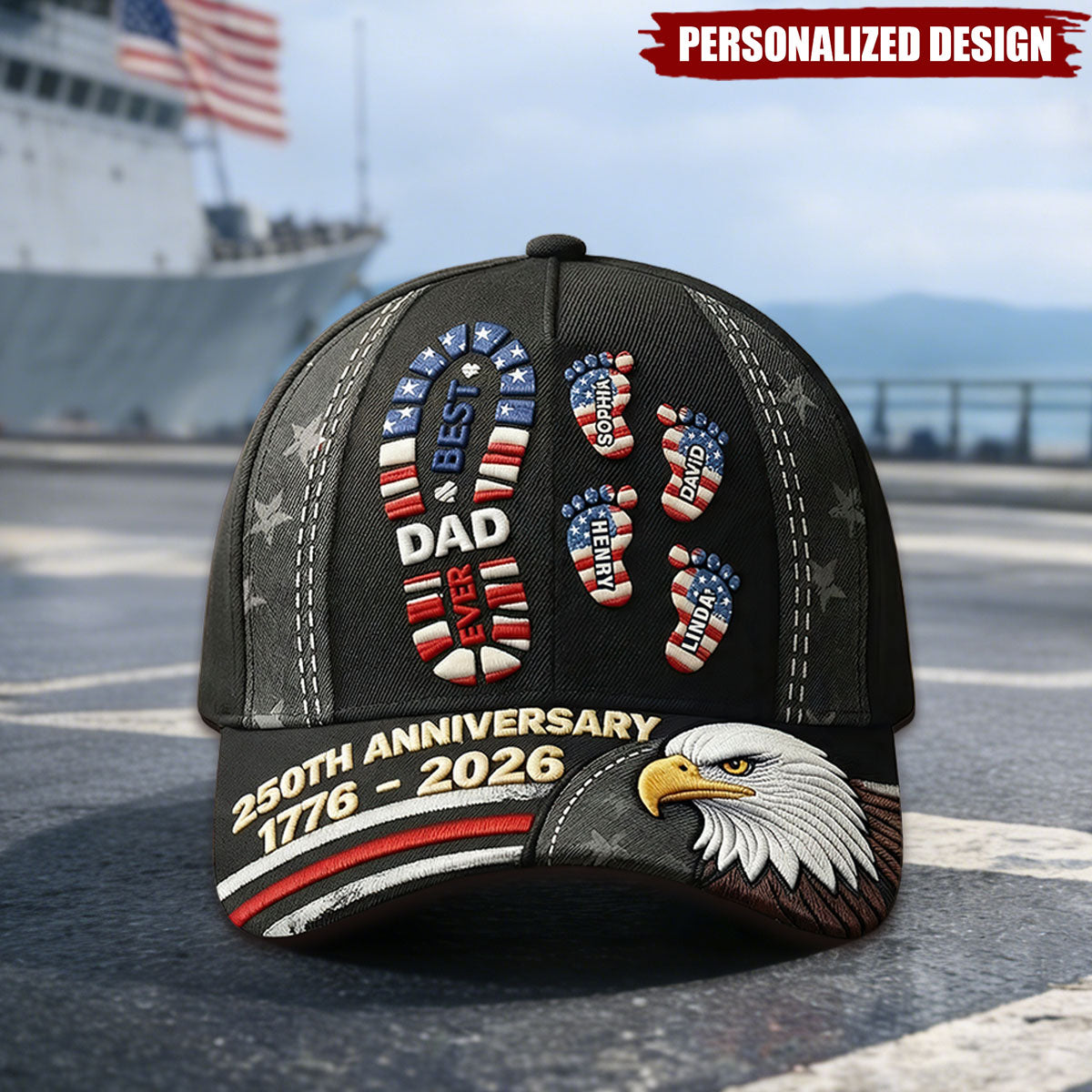 USA 250th Anniversary Best Dad Ever Classic Cap - Personalized Gifts For Dad