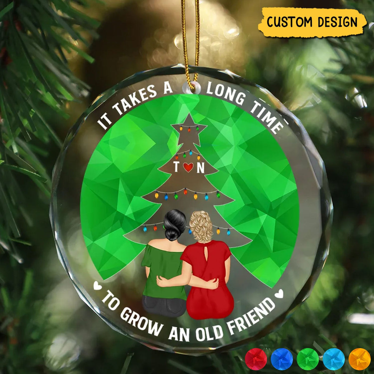 2024 New Release - Grow An Old Friend - Personalized Circle Glass Ornament