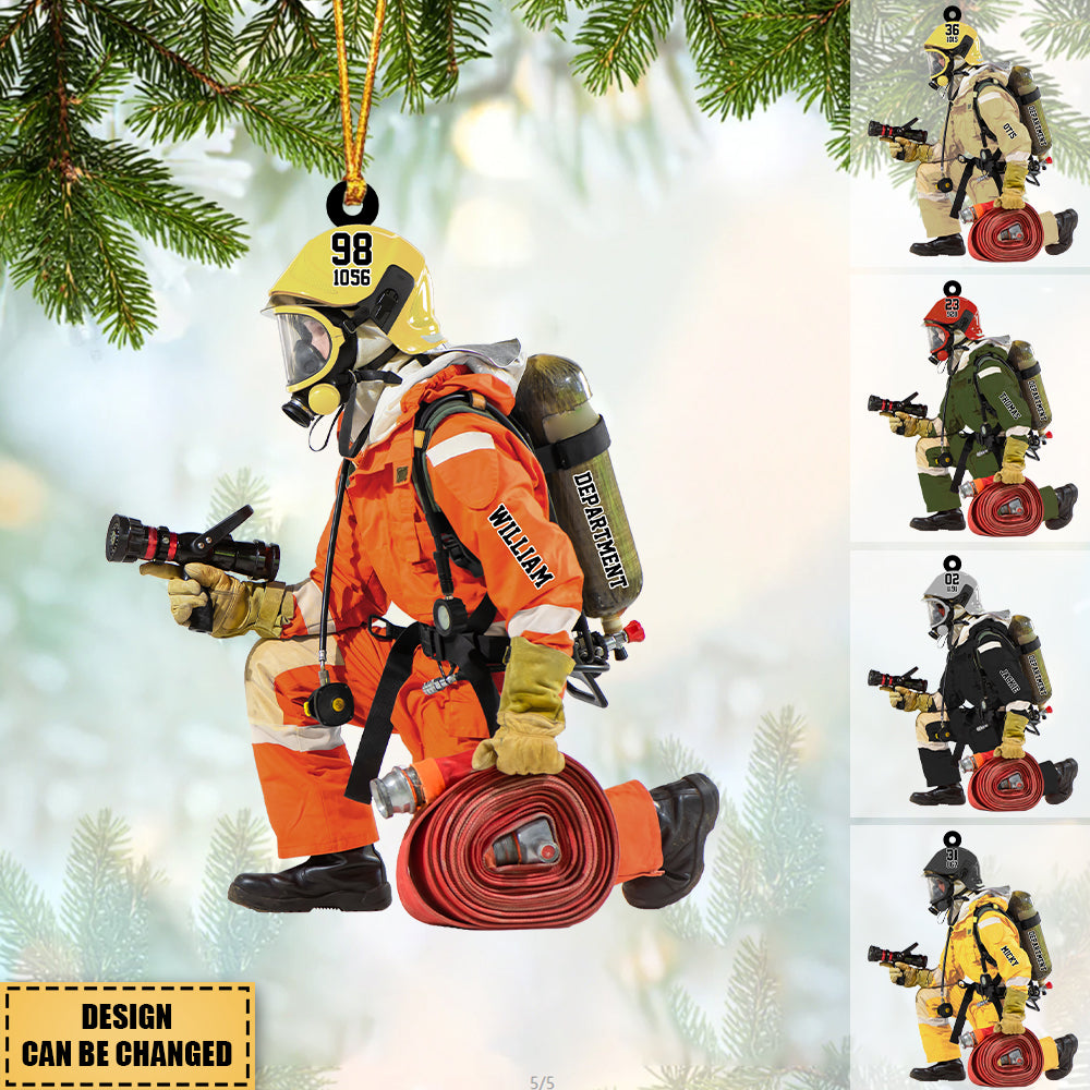 Personalized firemen fully equipped acrylic Ornament-gift for the firemen