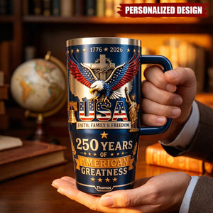 Personalized 250 Years Of American Eagle Cross 40oz Insulated Tumbler