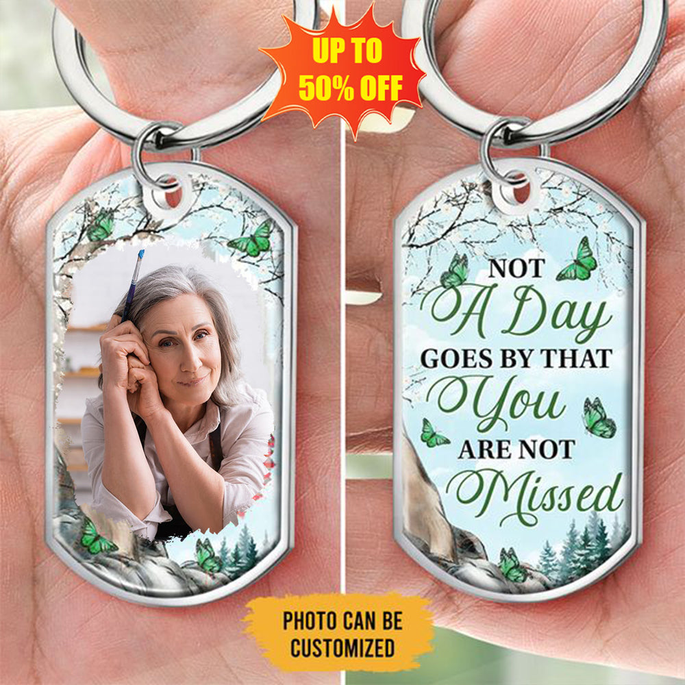 Custom Photo My Hero My Heart - Memorial Personalized Custom Keychain - Sympathy Gift For Family Members