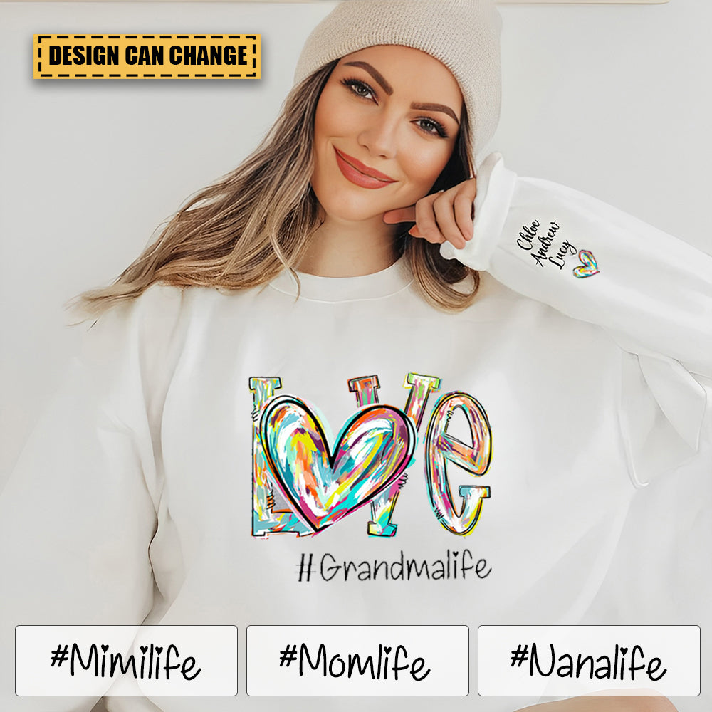 Love Grandma Mom Life Fall Autumn Color Clipart Custom Sweatshirt