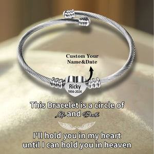 Personalized Memorial Heart Bracelet - Custom Name & Date Remembrance Cuff