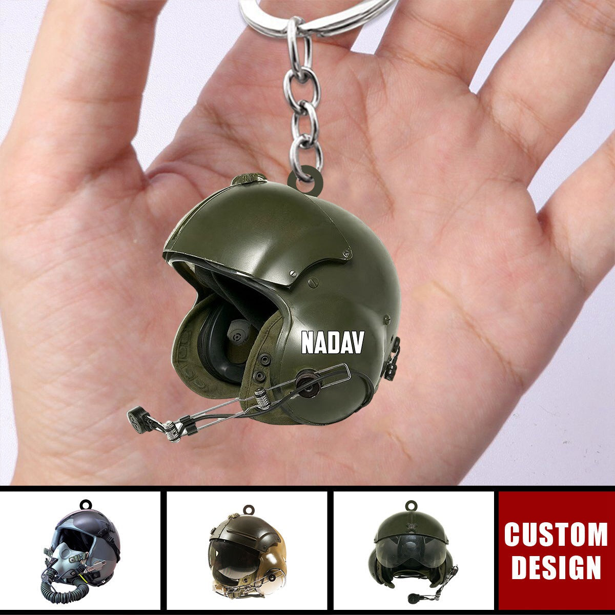 Personalized Military Flight Helmet Keychain - comxon