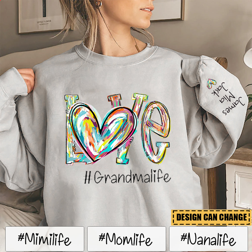 Love Grandma Mom Life Fall Autumn Color Clipart Custom Sweatshirt
