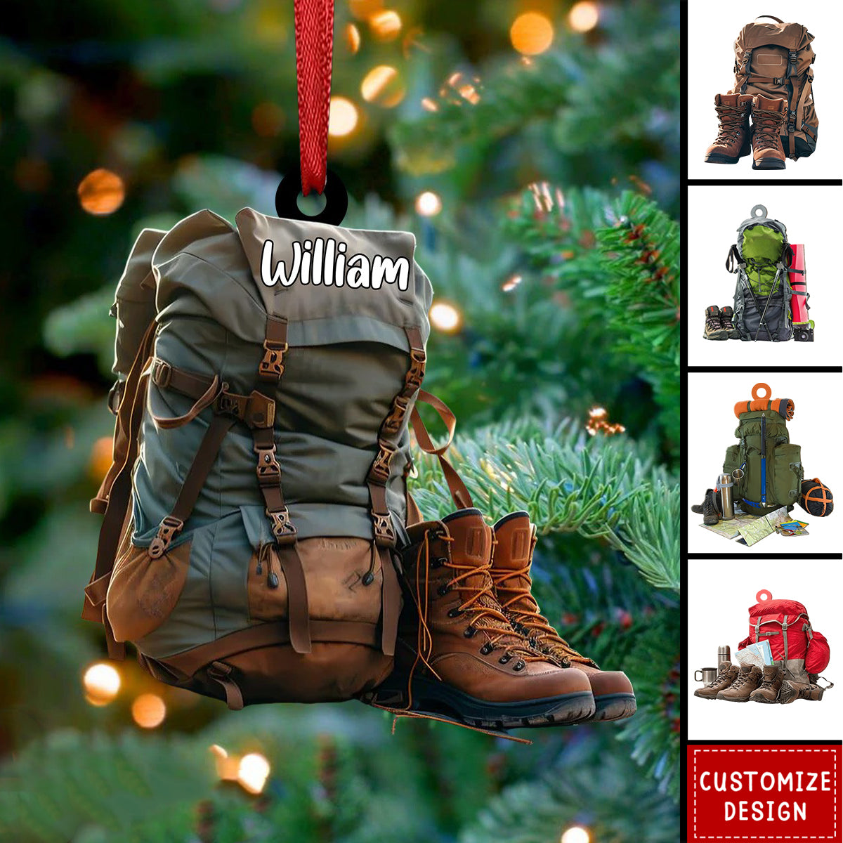 New Release Personalized Hiking Acrylic Ornament, Hiking Lovers Christmas Ornament,Camping Lover Gift