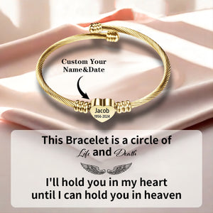 Personalized Memorial Heart Bracelet - Custom Name & Date Remembrance Cuff