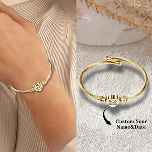 Personalized Memorial Heart Bracelet - Custom Name & Date Remembrance Cuff
