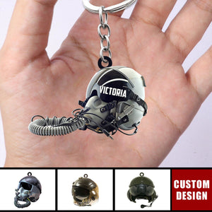 Personalized Military Flight Helmet Keychain