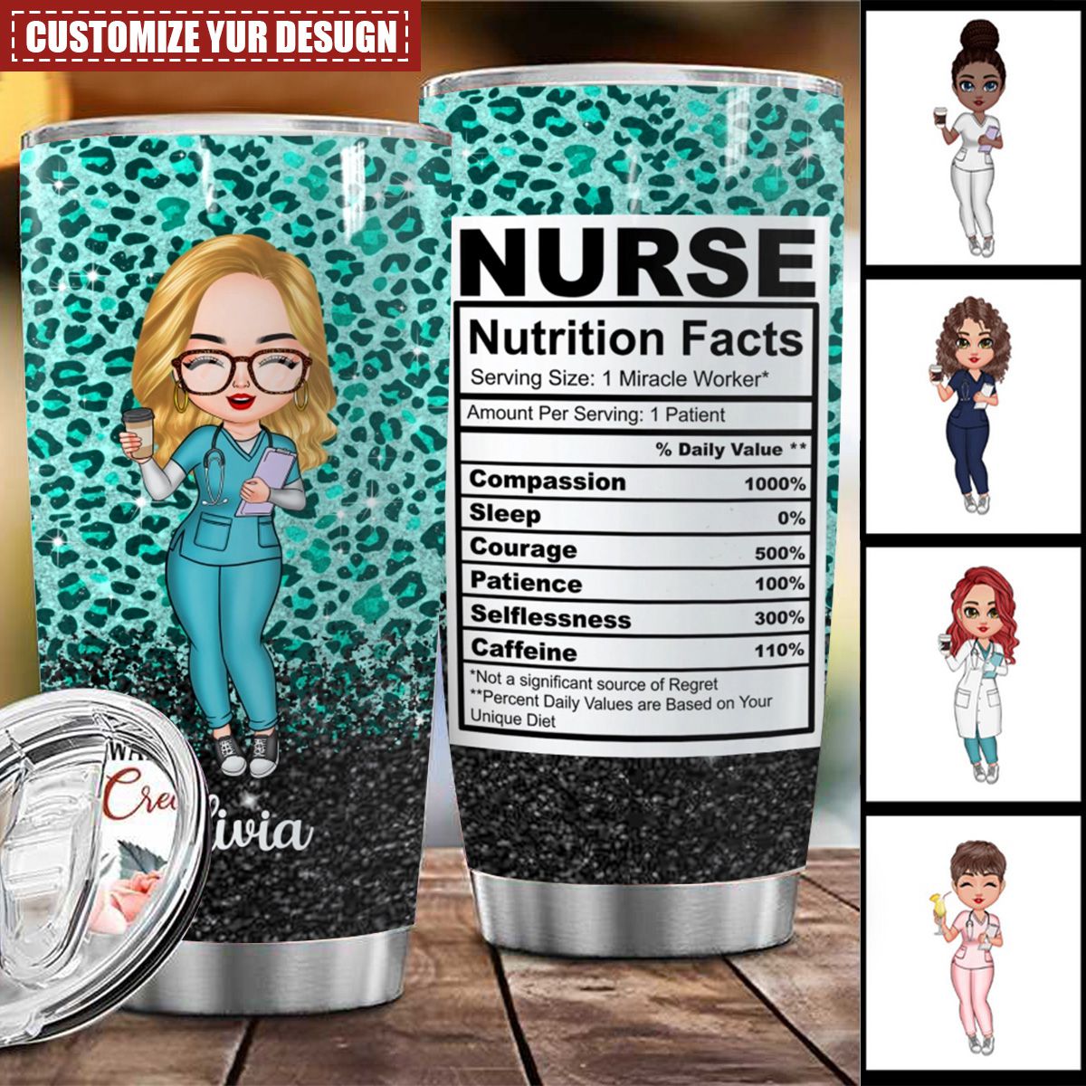 Nurse Nutrition Facts - Personalized Custom Tumbler - Nurse's Day, Appreciation Gift For Nurse