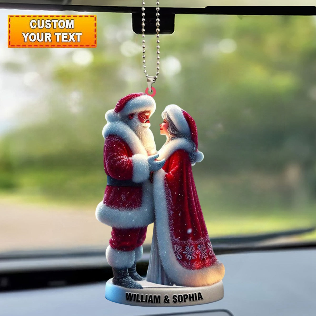 Personalized Santa and Mrs. Claus Car Ornaments-Gift For couple