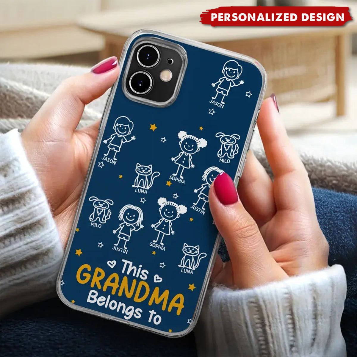 Personalized “Belongs To” Family Phone Case – Custom Kids Name Gift for Grandma & Grandpa