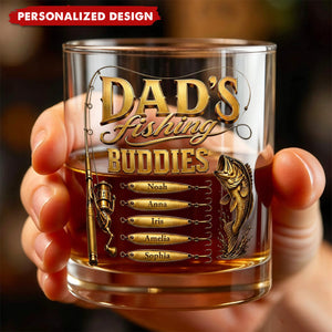 Personalized “ Fishing Buddies” Whiskey Glass - Custom Names Fishing Keepsake