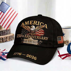 Bald Eagle US Flag America 250th Birthday Baseball Cap