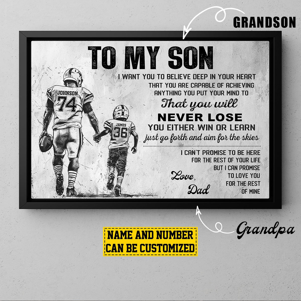 To My Son Love You For The Rest Of Mine-Personalized Poster-Gift For Football Lovers, Gift For Son From Dad