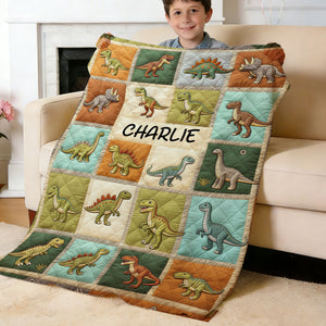 Personalized Multi Dinosaur Printed Blanket For Kids’ Room Or Nursery