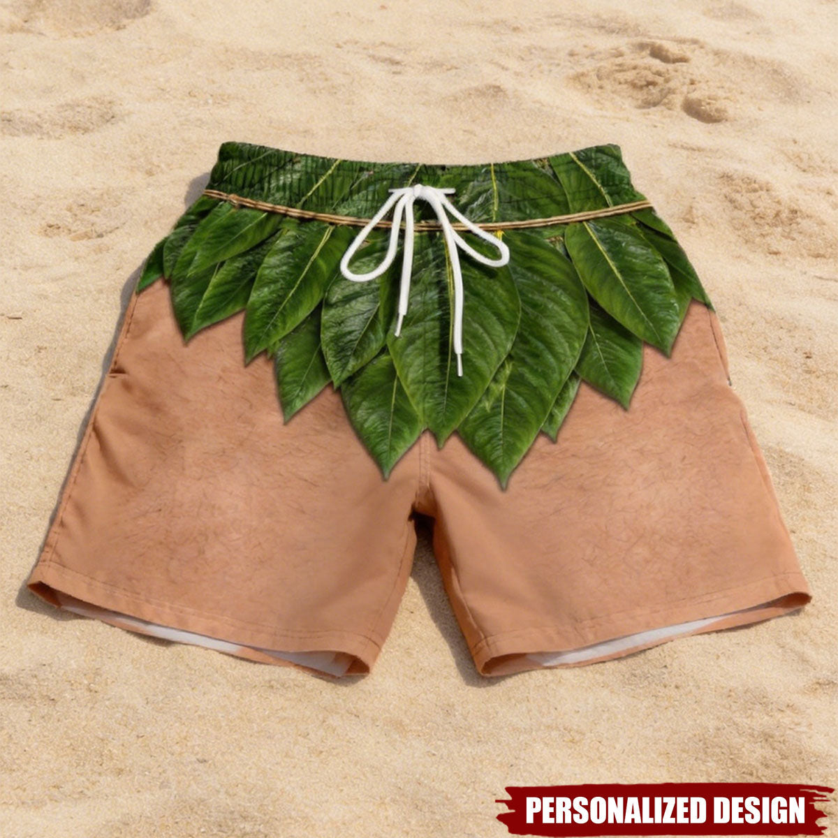 Funny Optical Illusion Tropical Grass Skirt Swim Shorts Novelty Beach Shorts