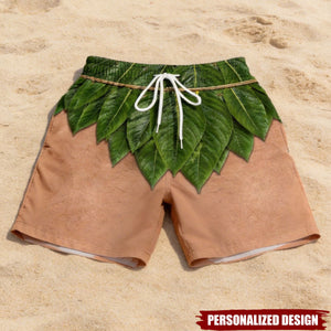 Funny Optical Illusion Tropical Grass Skirt Swim Shorts Novelty Beach Shorts