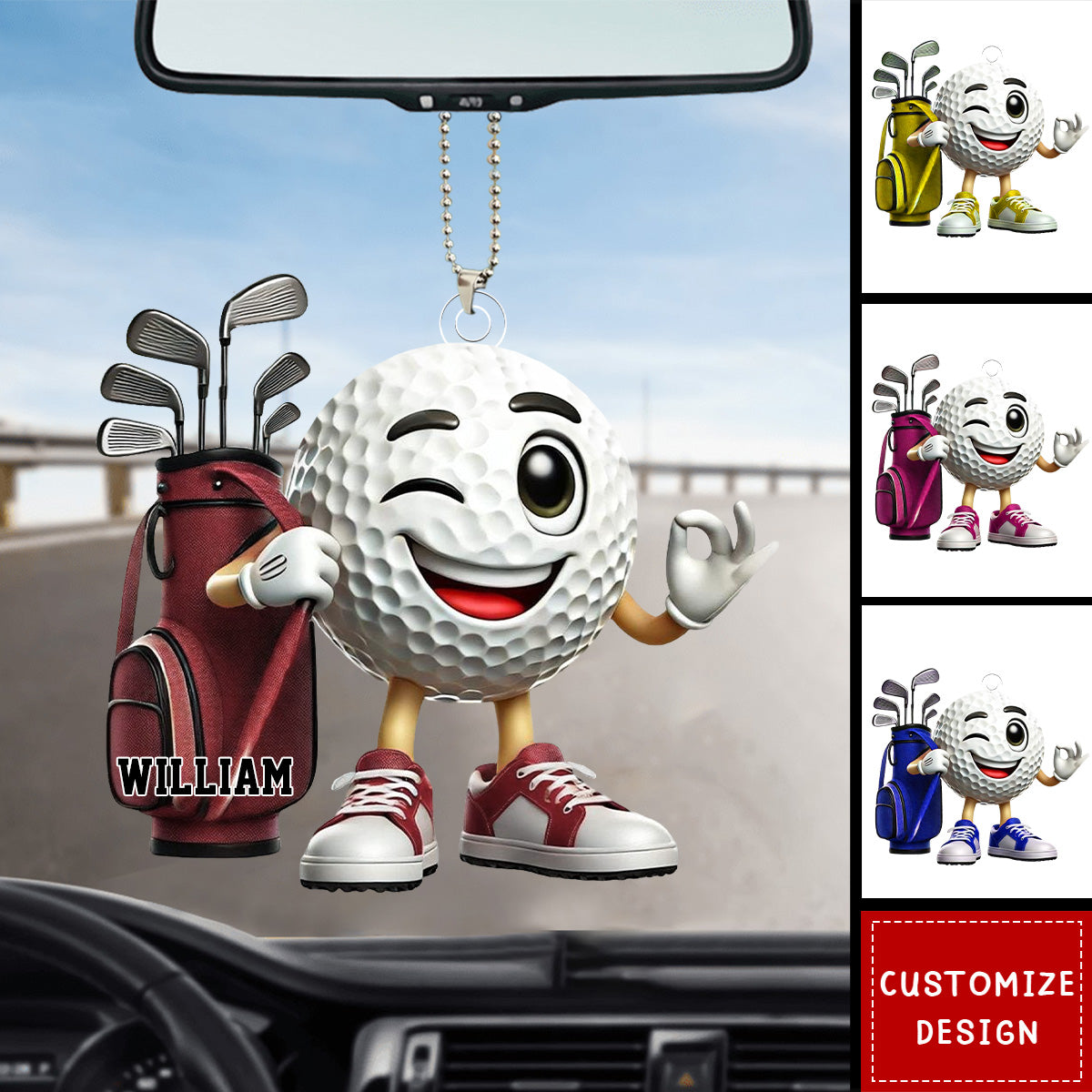Personalized Golf  Car Ornament -Gift For Golf Lover
