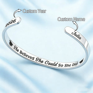 She Believed She Could So She Did -  Personalized Graduation Cuff Bracelet