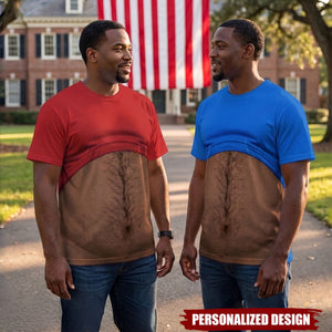 Personalized Optical Illusion Fake Lifted Shirt Dad Bod Belly T-Shirt