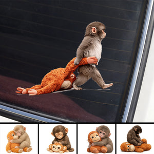 Baby Monkey Hugging Plush Sticker -  Gift for Family & Kids
