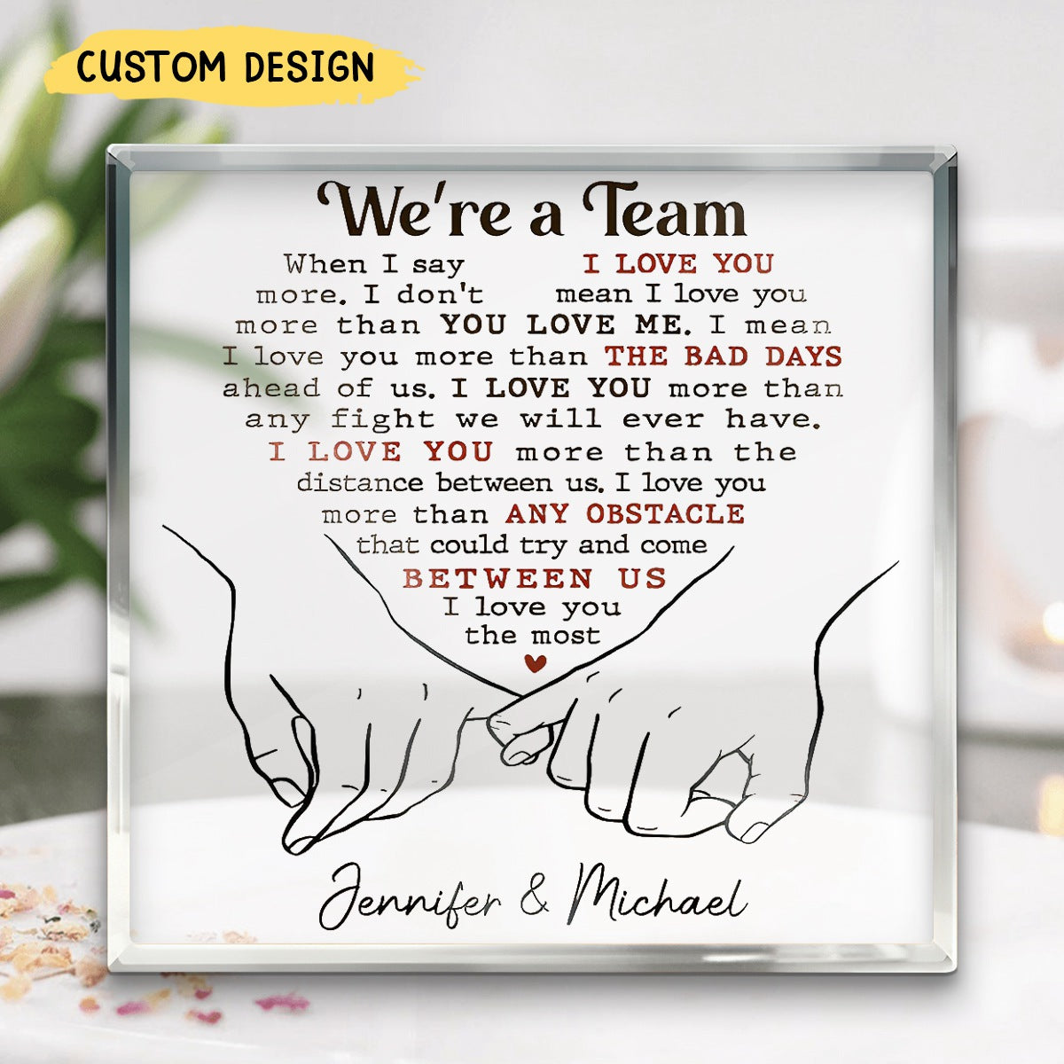 I Love You More Than You Love Me - Personalized Square Shaped Acrylic Plaque - Gift For Husband Wife, Anniversary