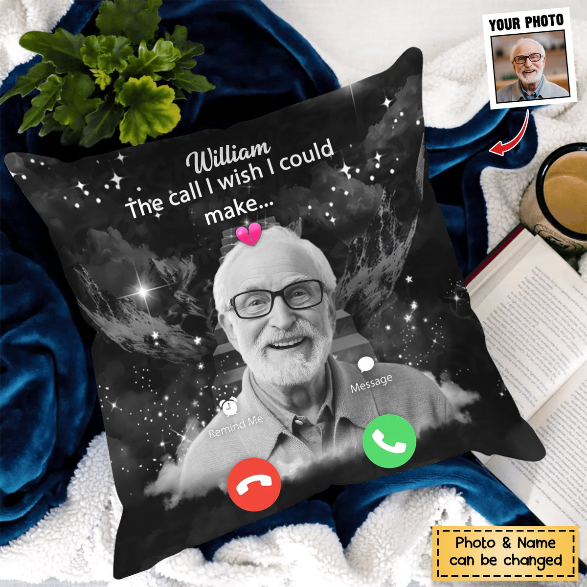 The Call I Wish I Could Make - Personalized Photo Memorial Pillow