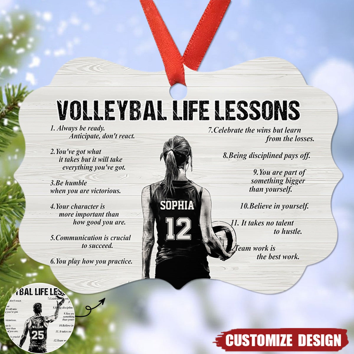 Personalized Volleyball Life Lessons Wooden Ornament - Gift For Volleyball Lovers