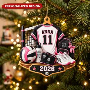 Personalized Volleyball Jersey Acrylic Christmas Ornament - Custom Name & Number Sports Keepsake