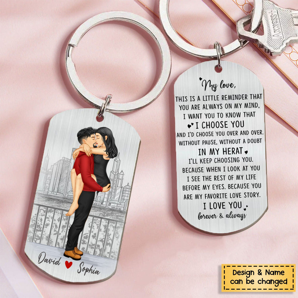 My Love, I Choose You-Personalized Stainless Steel Keychain - Gifts For Couple