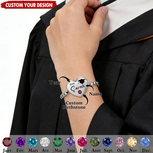 Personalized Graduation Birthstone Bracelet, Gift for Graduates