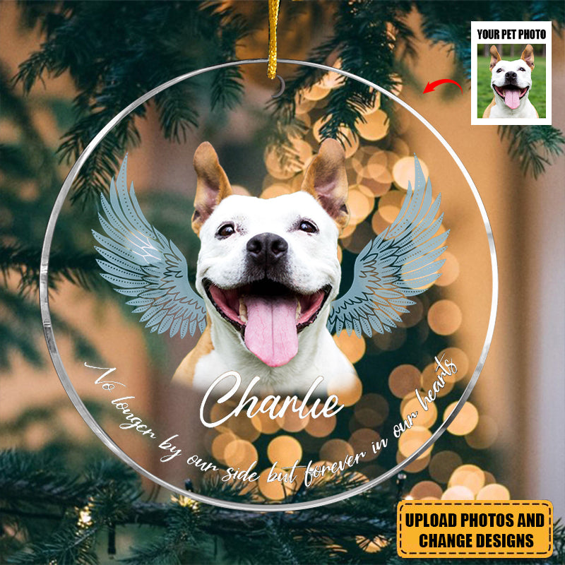 Custom Photo Forever In Our Hearts - Memorial Personalized Custom Ornament - Acrylic Round Shaped - Christmas Gift