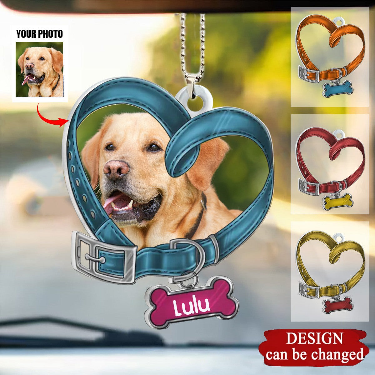 Custom Personalized Memorial Heart Shaped Dog Collar Acrylic Ornament