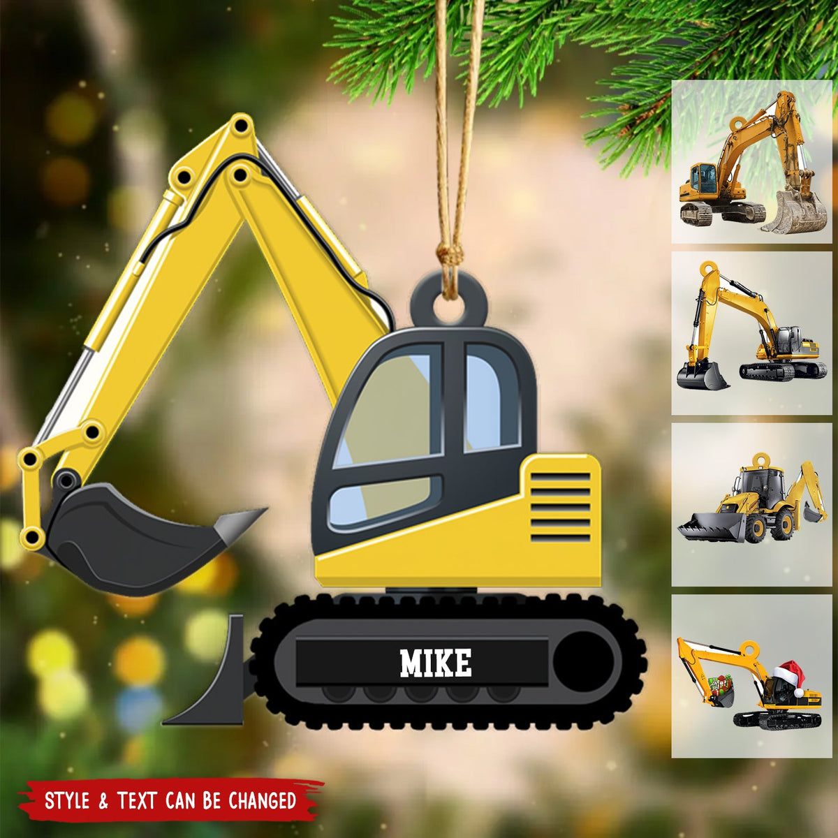 Personalized Excavator Heavy Equipmen Christmas Ornament - 2024 New Release