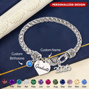 Personalized 2026 Graduation Bracelet -  Custom Name & Birthstone Grad Gift