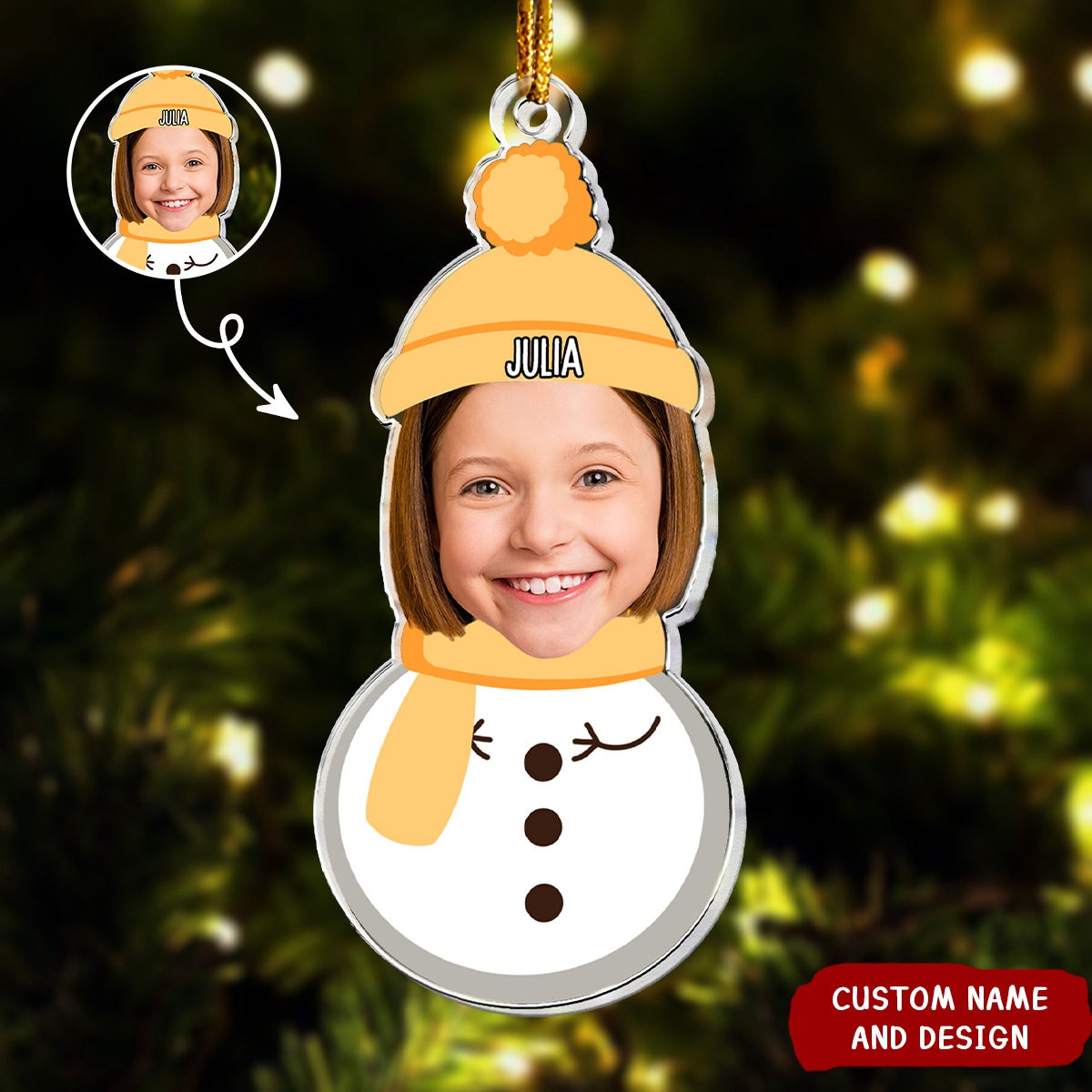 2024 New Release - Christmas Snowman With Kids - Personalized Acrylic Photo Ornament