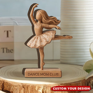 Personalized Ballerina Wooden Tabletop Plaque - Custom Name Dance Mom Club Ballet Desk Decor