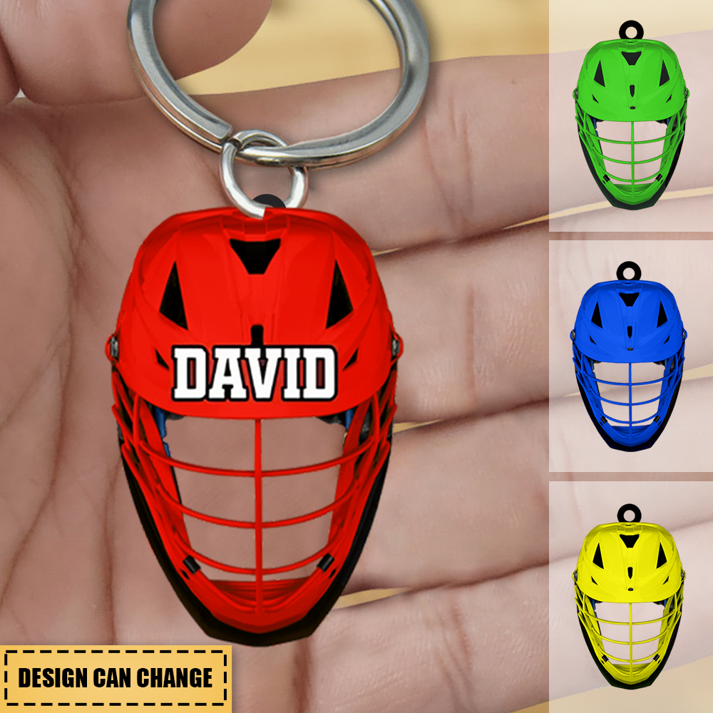 Lacrosse Helmet Personalized Acrylic Keychain