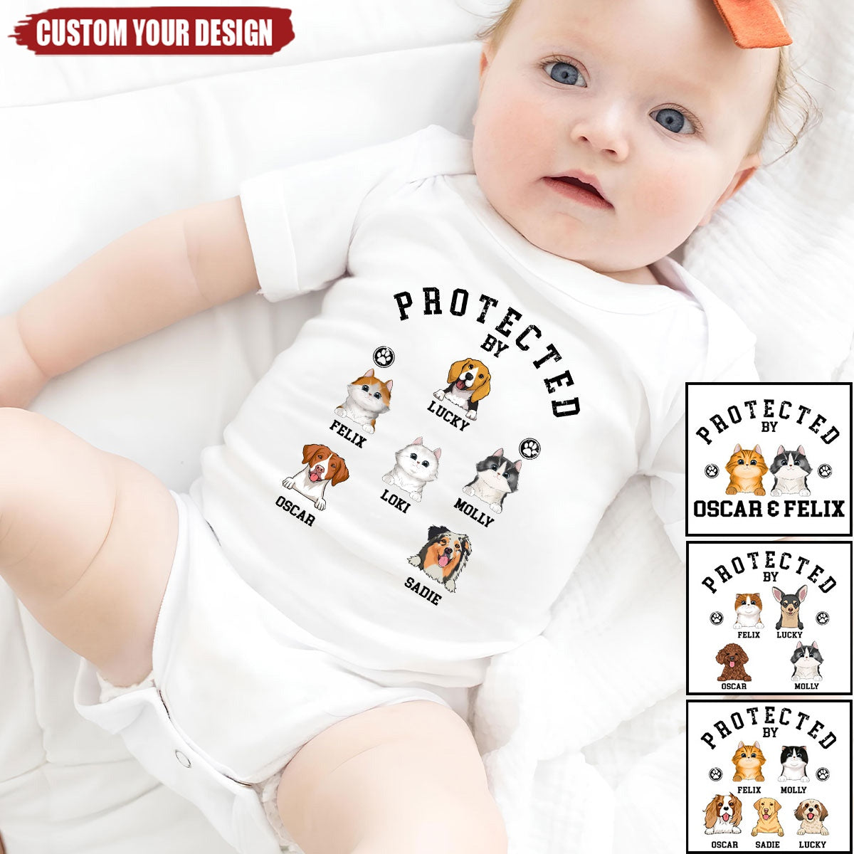 Protected By Pets - Personalized Custom Baby Onesie