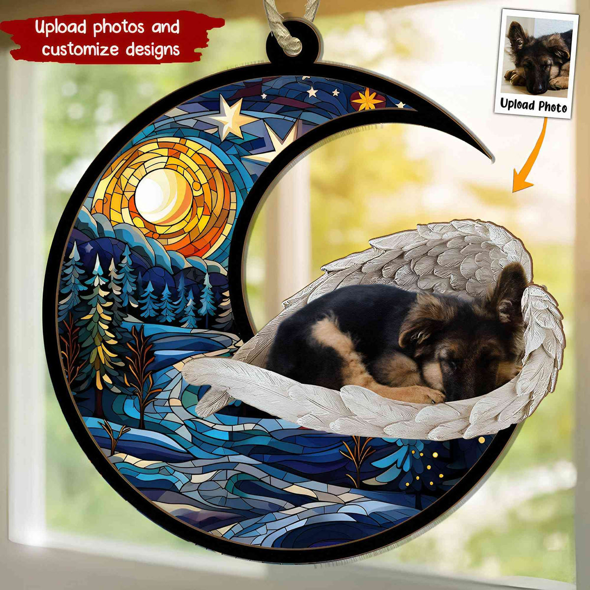 Custom Photo Pet With Angel Wings - Personalized Suncatcher Photo Orna ...