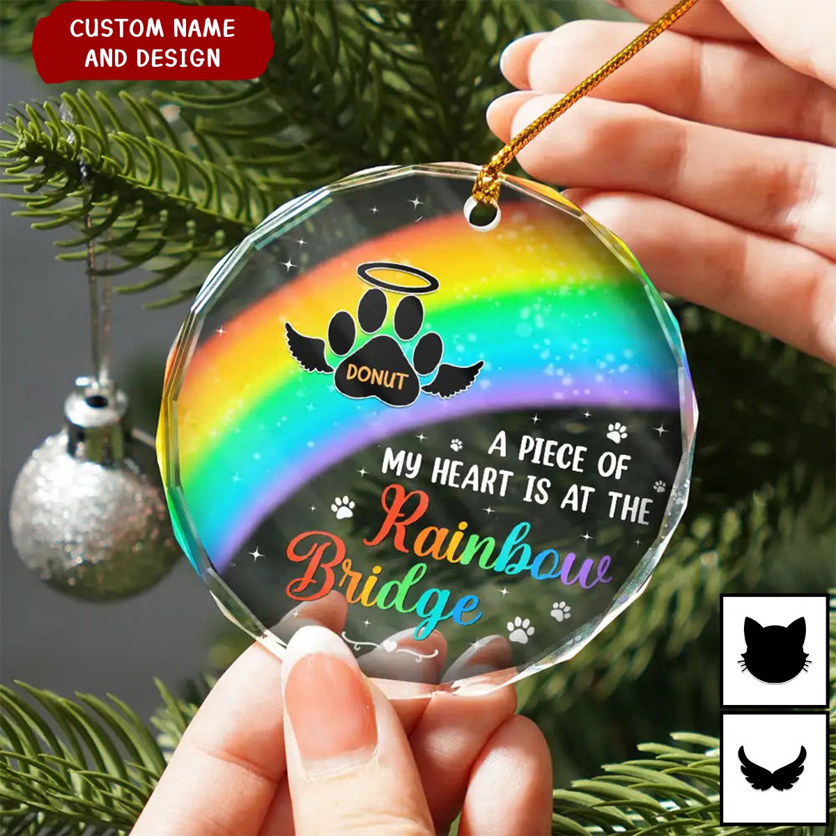 A Piece Of My Heart Memorial Christmas - Personalized Circle Glass Ornament