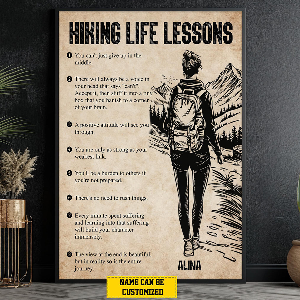 Personalized Hiking Life Lessons Poster, Poster Gift For Hiking Lovers