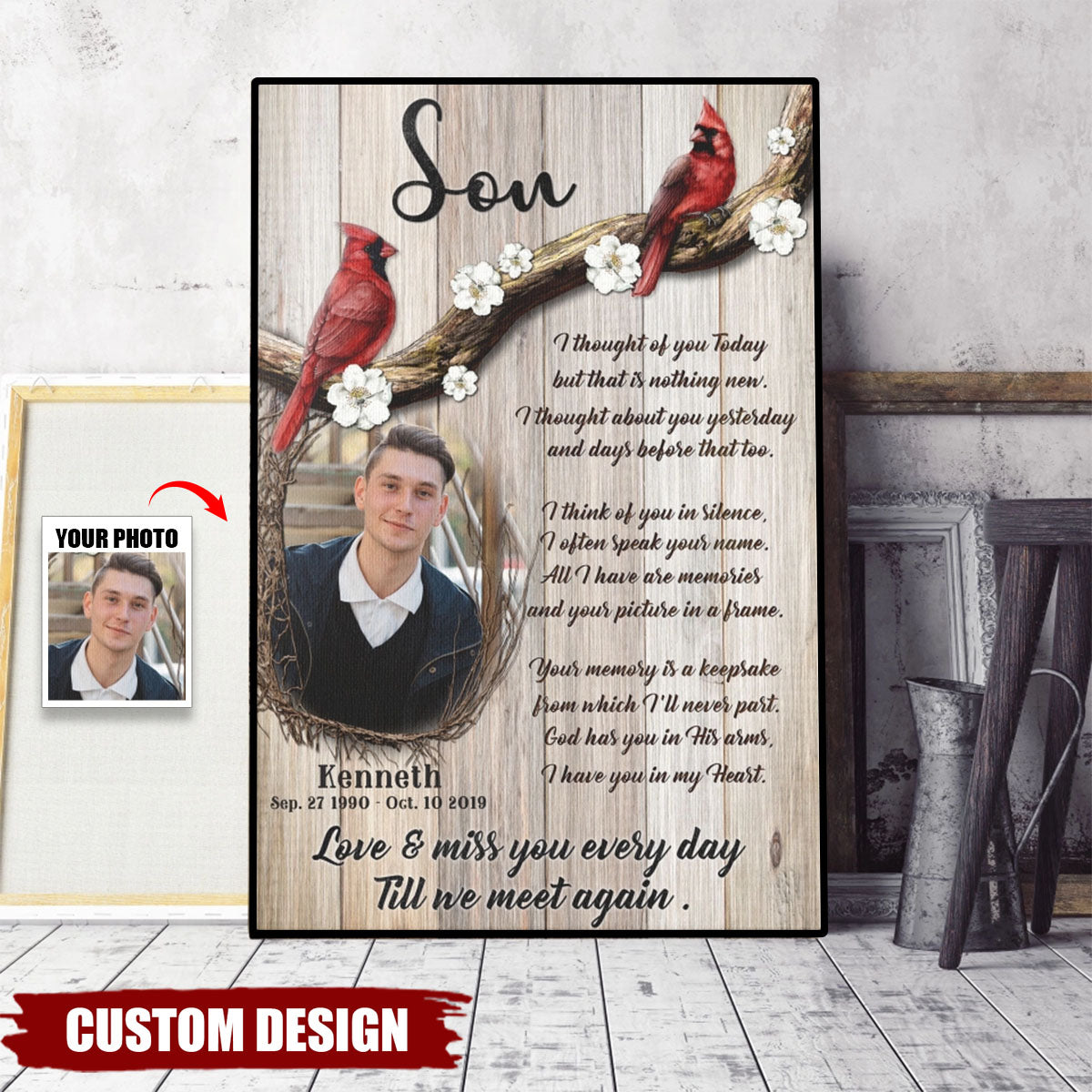 Love And Miss You Every Day - Personalized Memorial Poster, Sympathy Gift
