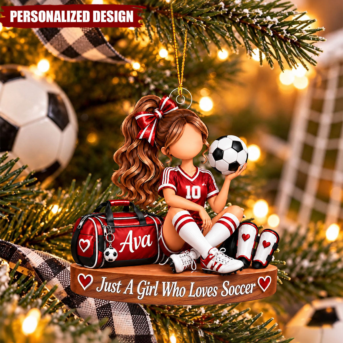Soccer Girl Personalized Acrylic Christmas Ornament