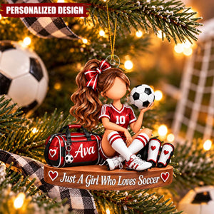 Soccer Girl Personalized Acrylic Christmas Ornament