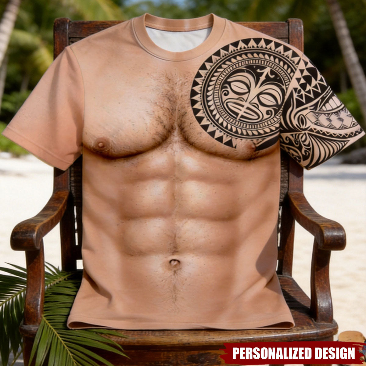 Personalized Optical Illusion Fake Tattoo Costume Muscular Torso T-Shirt