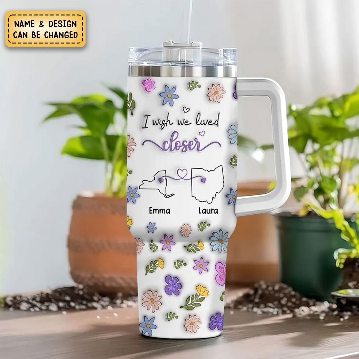 I Wish We Lived Closer - Personalized Custom 3D Inflated Effect Printed 40 Oz Tumbler
