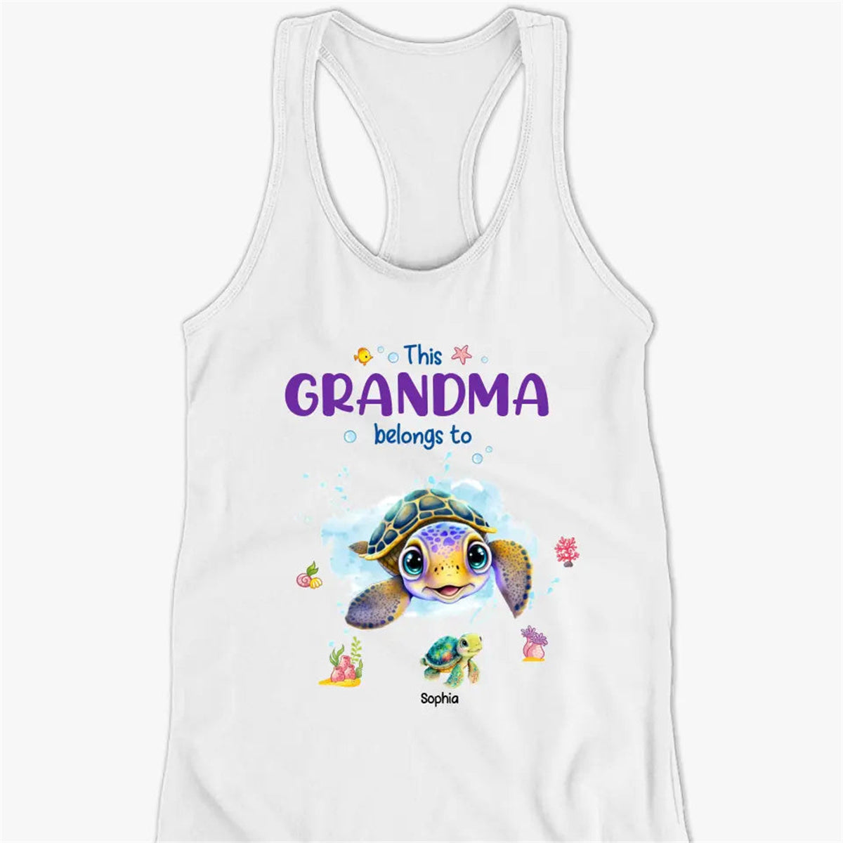 This Grandma Belongs To - Family Personalized Racer Back Tank Top - Gift For Mom, Grandma
